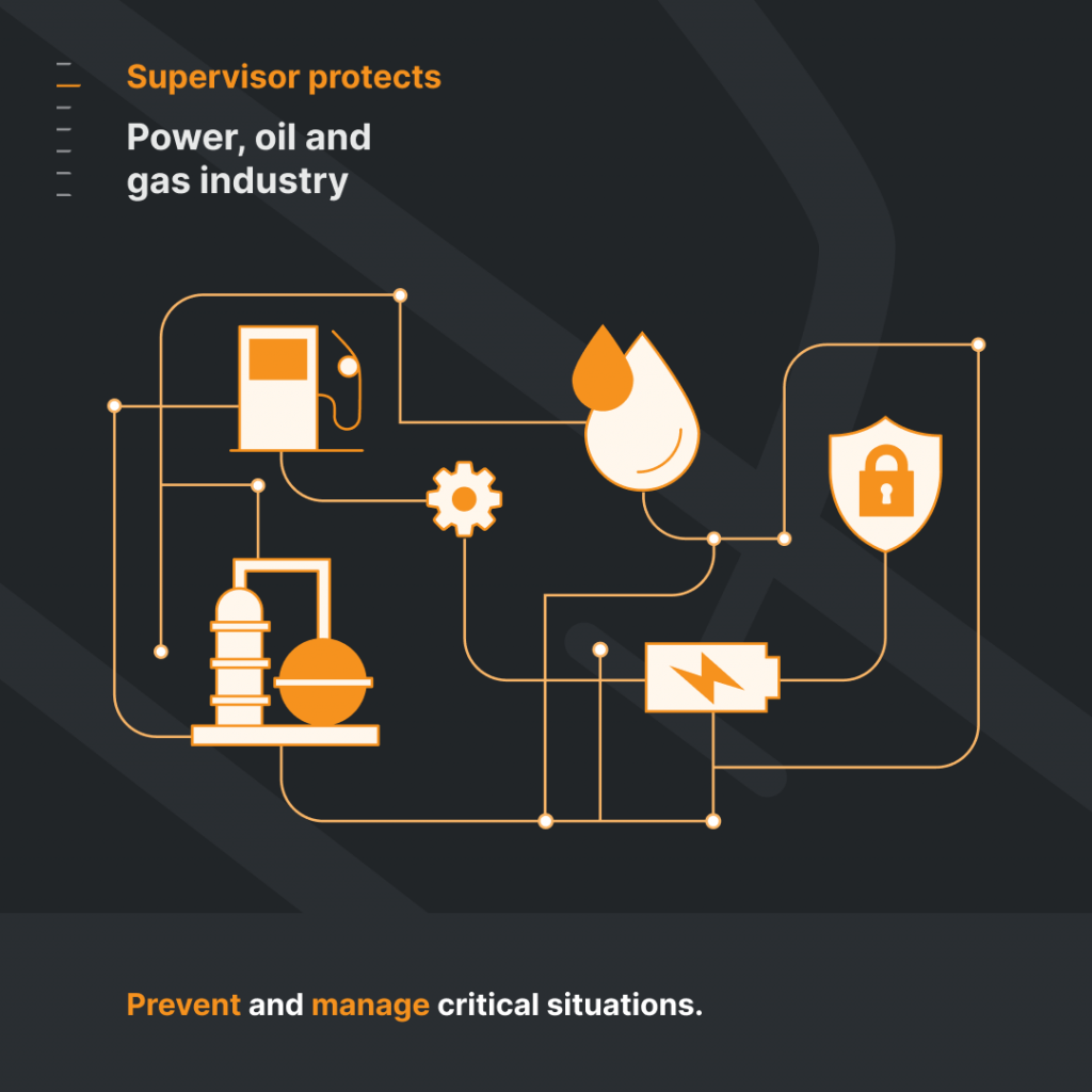 Image shows how Supervisor can protect power, oil and gas industry. 