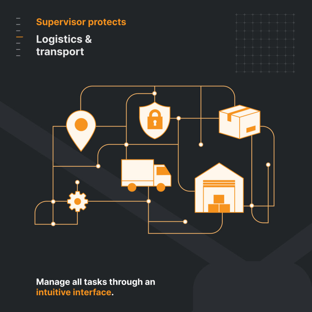 Image shows how Supervisor can protect logistics and transport. 